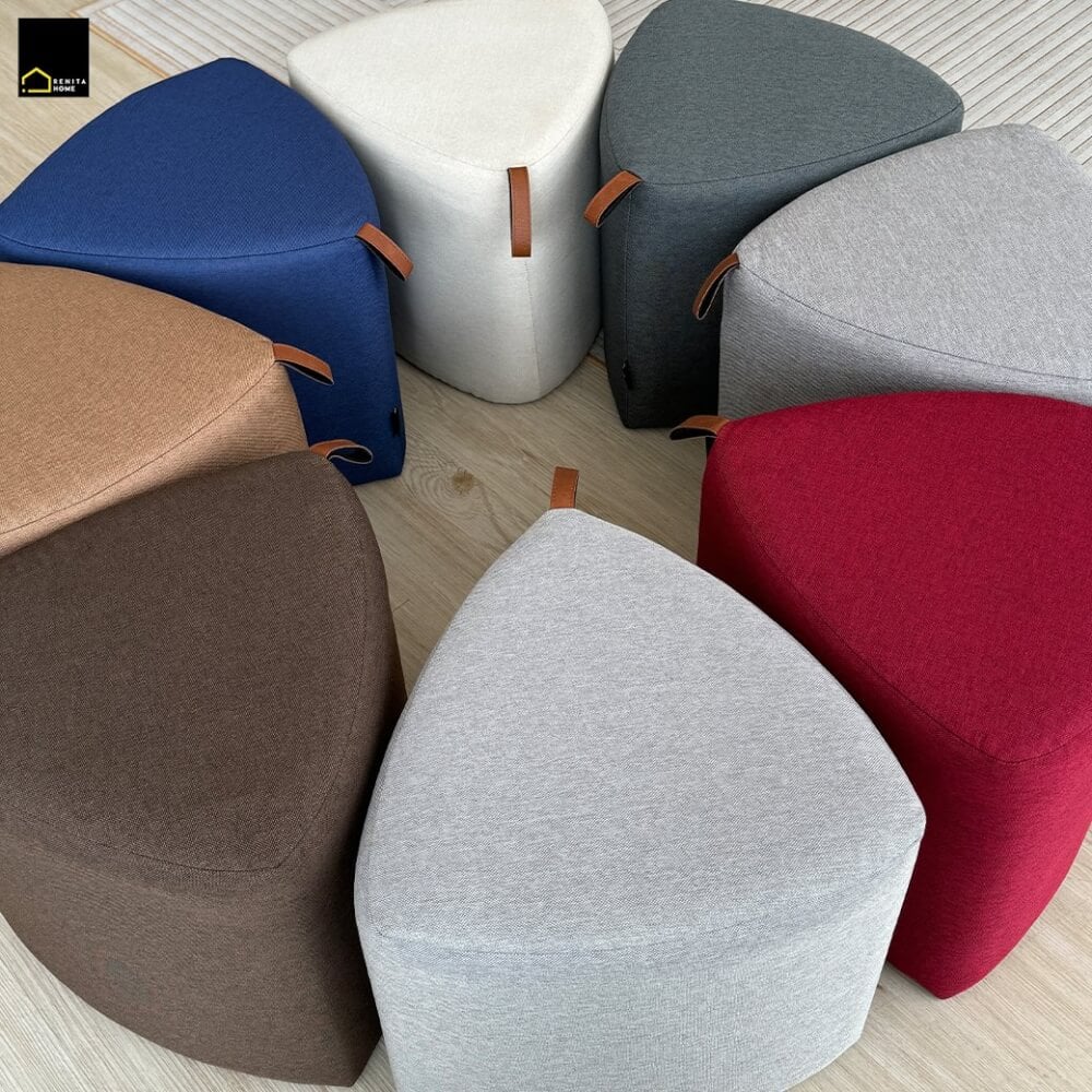 สตูลทรงสามเหลี่ยม RENITA HOME PEBBLE STOOL สีแดง 40x40ซม._5